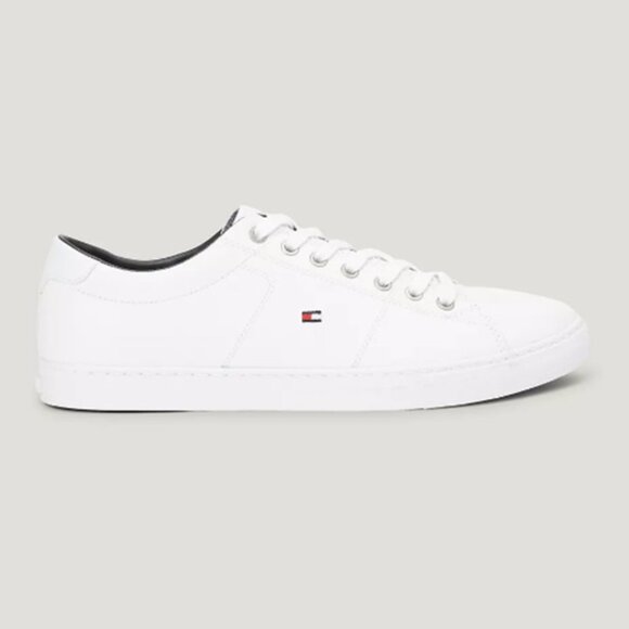 NIB - Tommy Hilfiger Flag Leather Sneaker, White - Multiple Sizes - Picture 2 of 16